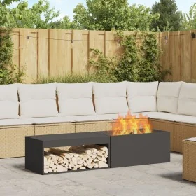 Hoguera con Almacenamiento para Troncos Negro 160x45x35 cm Acero by , Chimneys - Ref: Foro24-859002, Price: 165,78 €, Discoun...