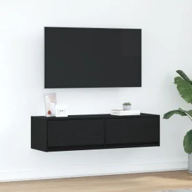 Cabinet de TV Negro Roble 100x31x25,5 cm Madera