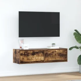 Cabinet de TV de roble ahumado 100x31x25,5 cm de