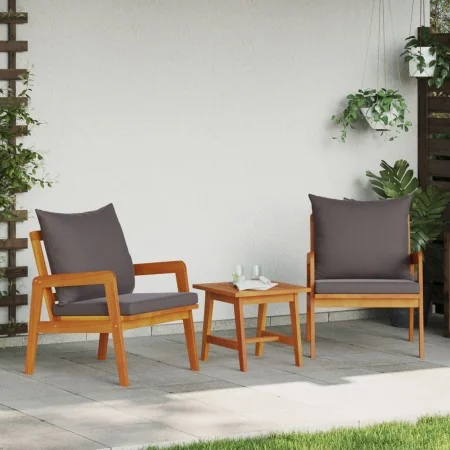 Conjunto de Bistro de 3 Piezas con Cojines de Madera Maciza de Acacia de , Sofás de exterior - Ref: Foro24-4106460, Precio: 2...