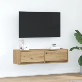 mueble para TV de roble artesano 100x31x25,5 cm