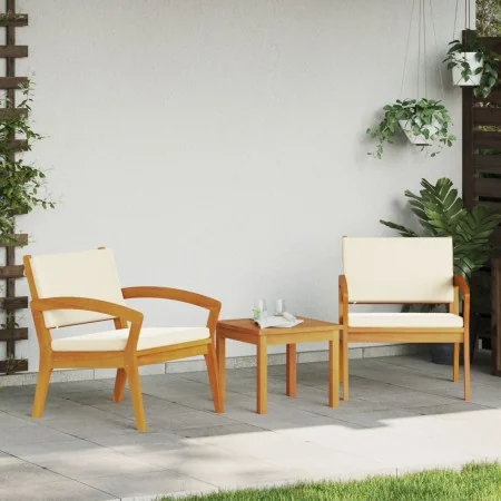 Conjunto Bistro de 3 Piezas con Cojines - Hecho de Madera maciza de Acacia | Foro24.es | Tu tienda online para hogar, jardín y más Foro24.es