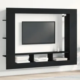 Cabinet de TV Wall-Mounted Negro Roble 152x22x113