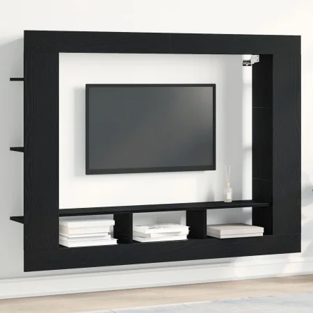 Cabinet de TV Wall-Mounted Negro Roble 152x22x113 cm von , TV-Möbel - Ref: Foro24-861999, Preis: 101,37 €, Rabatt: -5%%