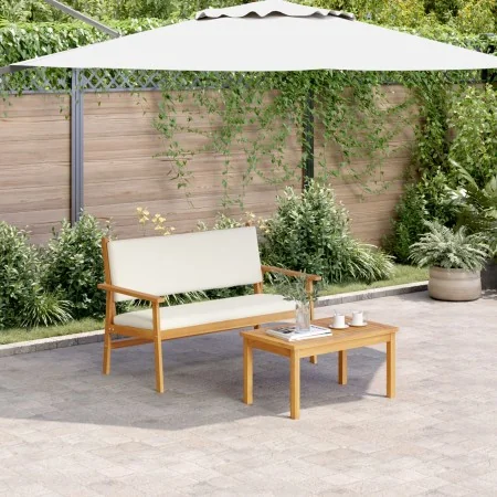 Set de sofá de jardín de 4 piezas con cojines de madera maciza de acacia de , Sofás de exterior - Ref: Foro24-4106579, Precio...