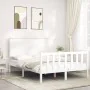Estructura de cama con cabecero madera maciza blanco 140x190 cm de vidaXL, Camas y somieres - Ref: Foro24-3193382, Precio: 15...