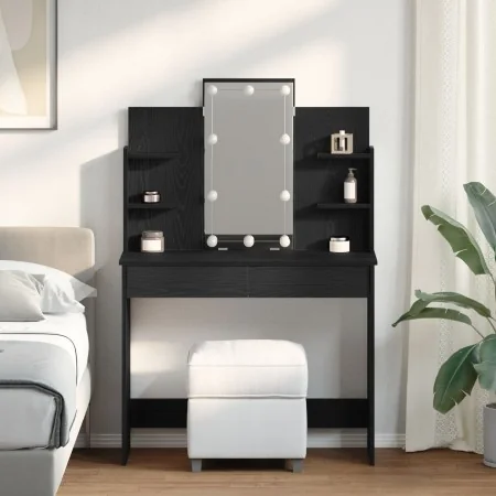 Mesa de tocador con luces LED Negro Roble 96x40x142 cm de , Tocadores para dormitorios - Ref: Foro24-862109, Precio: 136,97 €...