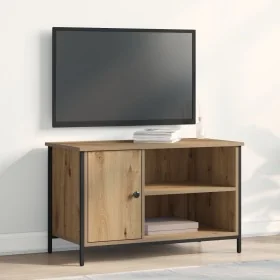 Cabinet de TV de roble artesanal 80x40x50 cm de madera procesada y acero von , TV-Möbel - Ref: Foro24-862143, Preis: 67,35 €,...