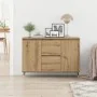 Sideboard con puertas y cajones de roble artesanal 101,5x35x70 cm | Foro24.es | Tu tienda online para hogar, jardín y más Foro24.es