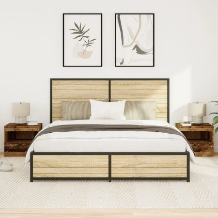 Armarios de Noche con Luces LED 2 pcs Madera Vieja 50x40x45 cm | Foro24.es | Tu tienda online para hogar, jardín y más Foro24.es