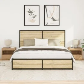 Cajones de Noche con Luces LED 2 pcs Roble