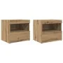 Cajones de Noche con Luces LED 2 pcs Roble Artesanal 50x40x45 cm | Foro24.es | Tu tienda online para hogar, jardín y más Foro24.es