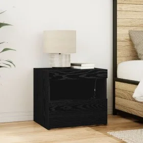 Cabinet de Noche con Luces LED Roble Negro