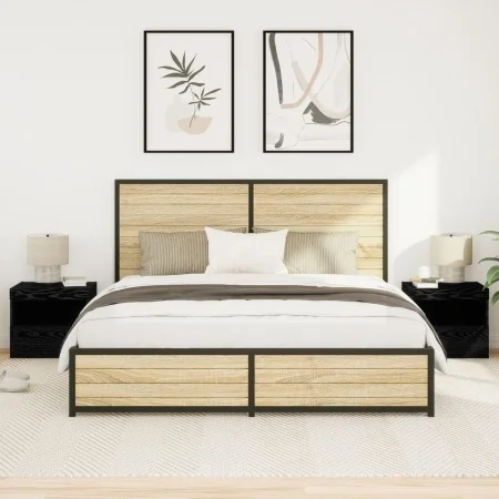 Cajones de Noche con Luces LED 2 pcs Negro Roble 50x40x45 cm | Foro24.es | Tu tienda online para hogar, jardín y más Foro24.es