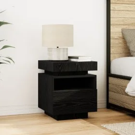 Cabinet de Noche con Luces LED Roble Negro
