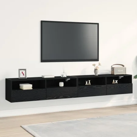 Gabinetes de Pared para TV 2 pcs Negro Roble 100x30x30 cm Madera Elaborada | Foro24.es | Tu tienda online para hogar, jardín y más Foro24.es