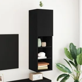 Cabinet de TV LED Negro Roble 30,5x30x102 cm