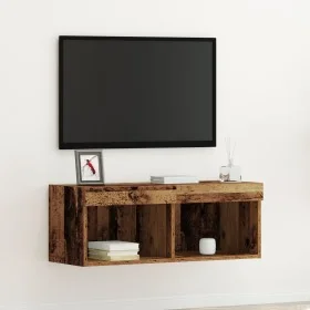 Mueble de pared para TV con luces LED de madera