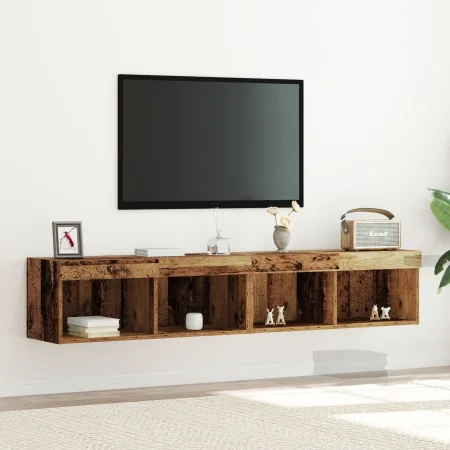 Gabinetes de pared para TV con luces LED 2 pcs Madera vieja 80x30x30 cm | Foro24.es | Tu tienda online para hogar, jardín y más Foro24.es