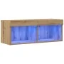 Gabinete de pared para TV con luces LED Roble Artesano 80x30x30 cm | Foro24.es | Tu tienda online para hogar, jardín y más Foro24.es