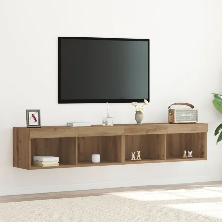 Gabinetes para TV de con luces LED 2 piezas en roble artesanal 80x30x30 cm | Foro24.es | Tu tienda online para hogar, jardín y más Foro24.es