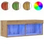 Gabinetes para TV de con luces LED 2 piezas en roble artesanal 80x30x30 cm | Foro24.es | Tu tienda online para hogar, jardín y más Foro24.es