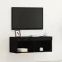 Mueble de TV de pared con luces LED Roble negro 80x30x30 cm | Foro24.es | Tu tienda online para hogar, jardín y más Foro24.es