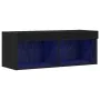 Mueble de TV de pared con luces LED Roble negro 80x30x30 cm | Foro24.es | Tu tienda online para hogar, jardín y más Foro24.es