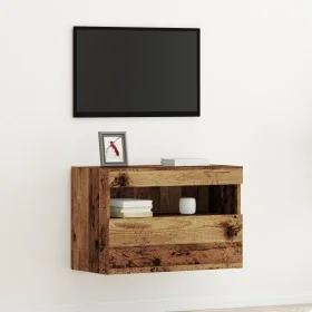 Mueble de TV de pared con luces LED Madera vieja