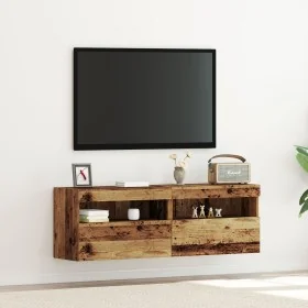 Muebles para TV con luces LED 2 piezas Madera