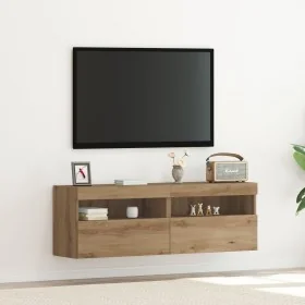 Gabinetes de TV con luces LED 2 pcs Roble