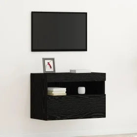 Mueble para TV con luces LED Negro Roble 60x30x40