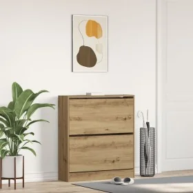Zapatero con cajón desplegable estilo roble