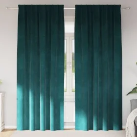Cortinas opacas con cinta de arriba 2 pcs de terciopelo verde oscuro de , Cortinas y visillos - Ref: Foro24-4107217, Precio: ...