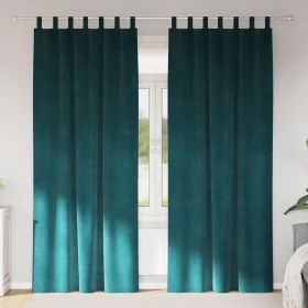 Cortinas Opacas con Lazos de Colgado 2 pcs Verde
