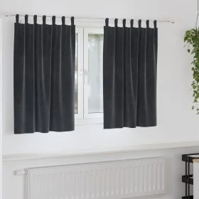 Cortinas Blackout con lazos de colgar 2 pcs gris oscuro de terciopelo von , Vorhänge und Gardinen - Ref: Foro24-4107233, Prei...