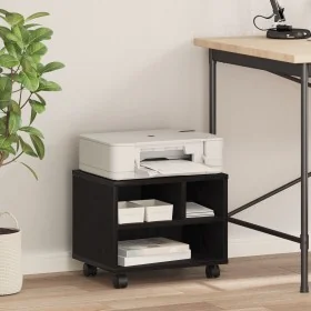 Soporte para impresora con ruedas roble negro