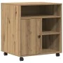 Soporte para impresora con ruedas Roble Artisan 60x50x67 cm by , Printer supports - Ref: Foro24-862283, Price: 95,26 €, Disco...