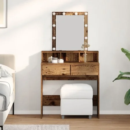 Mesa de Maquillaje con Espejo y Luces LED Madera Vieja Madera Ingenierizada | Foro24.es | Tu tienda online para hogar, jardín y más Foro24.es