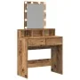 Mesa de Maquillaje con Espejo y Luces LED Madera Vieja Madera Ingenierizada | Foro24.es | Tu tienda online para hogar, jardín y más Foro24.es