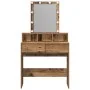 Mesa de Maquillaje con Espejo y Luces LED Madera Vieja Madera Ingenierizada | Foro24.es | Tu tienda online para hogar, jardín y más Foro24.es