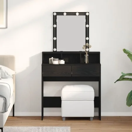 Mesa de Tocador con Espejo y Luces LED de Madera de Roble Negro | Foro24.es | Tu tienda online para hogar, jardín y más Foro24.es