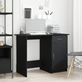 Escritorio Negro Roble 100x50x76 cm Madera de