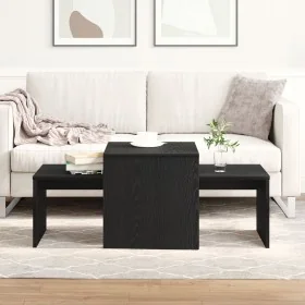 Mesa de Centro Negra y de Roble 100x48x40 cm de