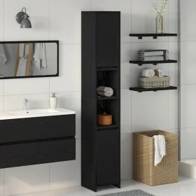 Armario de baño Negro Roble 30x30x183,5 cm Madera elaborada de , Muebles de baño - Ref: Foro24-862505, Precio: 90,79 €, Descu...