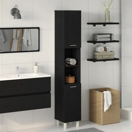 Gabinete de baño Negro Roble 30x30x179 cm Madera by , Bathroom furniture - Ref: Foro24-862513, Price: 84,06 €, Discount: -5%%