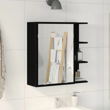 Espejo de baño con armario negro de roble, tamaño 62,5x20,5x64 cm, hecho de madera by , bathroom vanities - Ref: Foro24-86252...
