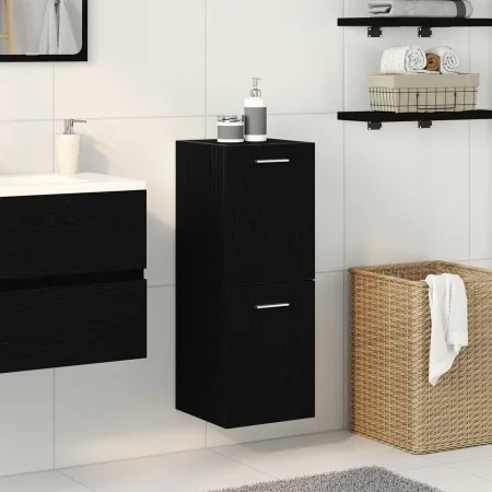 Armario de pared para baño Negro Roble 30x30x80 cm Madera Fabricada by , Bathroom furniture - Ref: Foro24-862531, Price: 48,4...