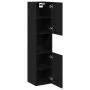 Gabinete de baño de pared negro y roble de 30x30x130 cm, de madera compuesta de , Tocadores de baño - Ref: Foro24-862532, Pre...