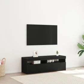 Mueble de TV con LED Negro Roble 120x35x40 cm